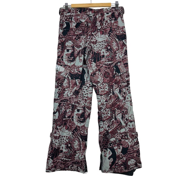 Burton Dry Ride All Access Graphic Graffiti Cargo Snowboarding Ski Pants Gray - Picture 3 of 15